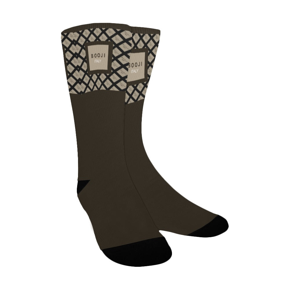 BOOJI ITALY GRAIL'S COLLECTION WOMEN'S DARK BROWN CREW SOCKS Women's Custom Socks