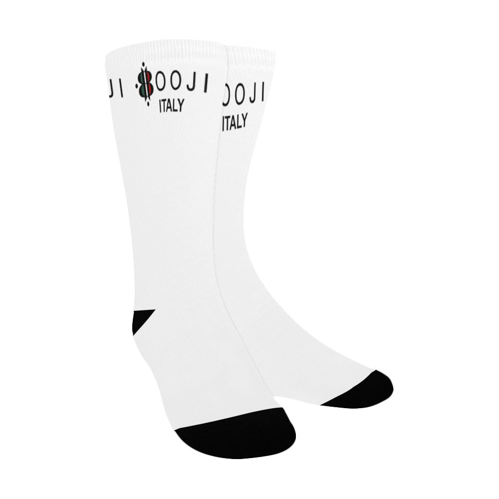 BOOJI ITALY 4 EVER $ LOGO WOMEN'S WHITE CREW SOCKS Women's Custom Socks