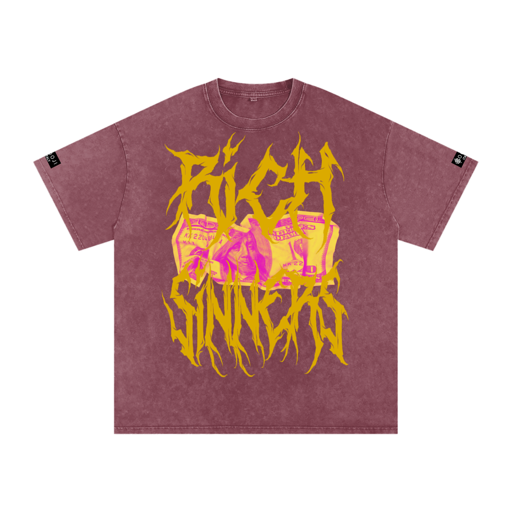 BOOJI ITALY "RICH SINNERS-REAL IS RARE" SNOW WASHED T-SHIRT