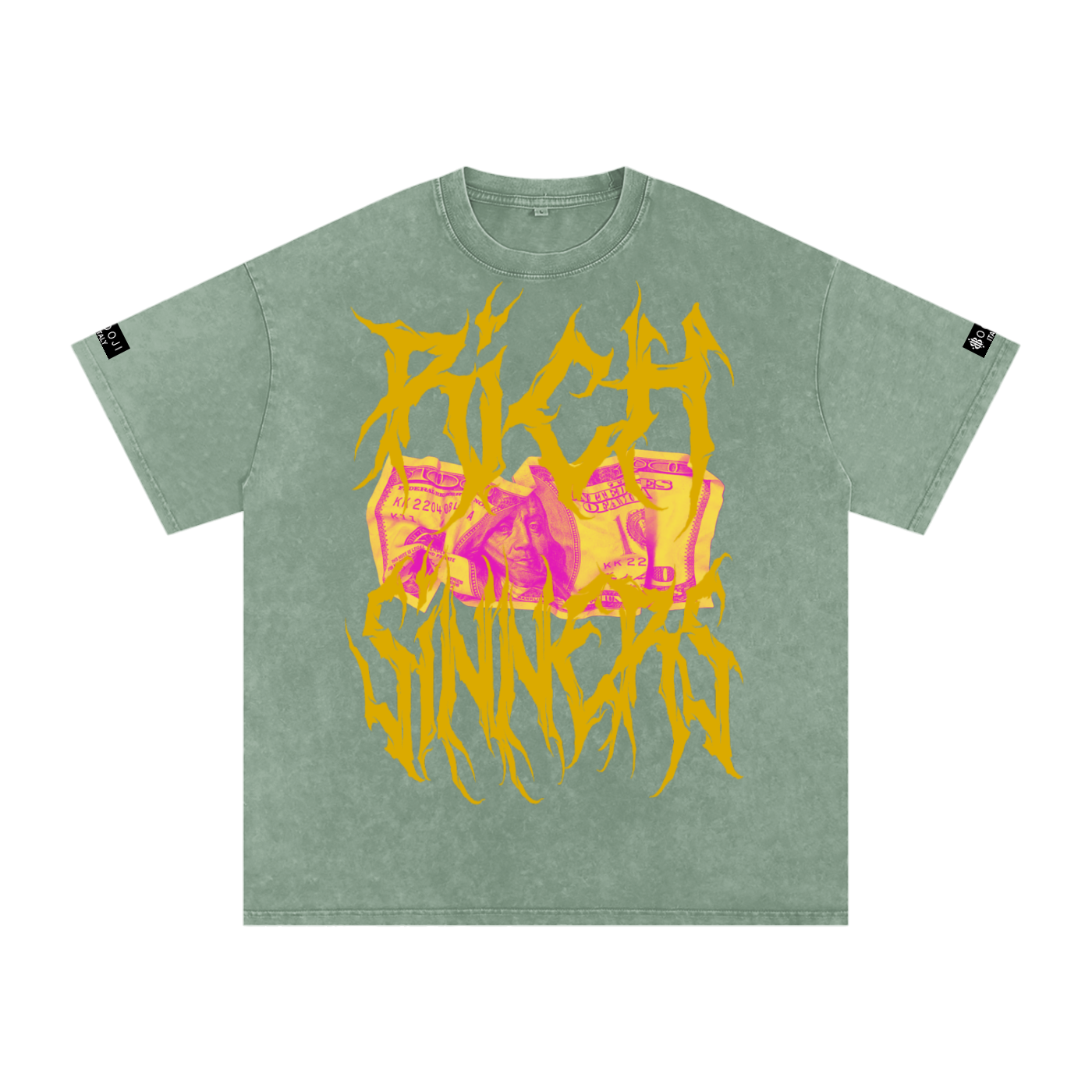 BOOJI ITALY "RICH SINNERS-REAL IS RARE" SNOW WASHED T-SHIRT