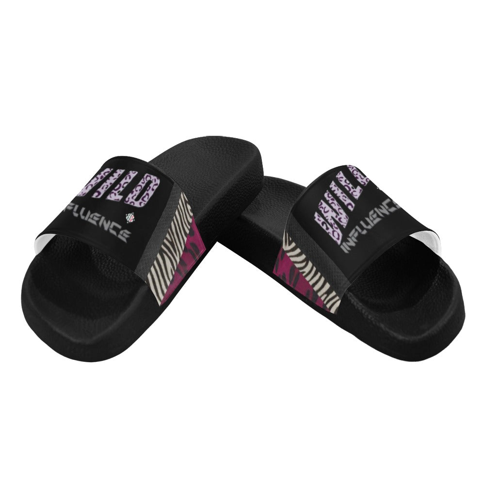 BOOJI ITALY WILD INFLUENCE FULL ZOO LOGO MEN'S BLACK SOLE SLIDES