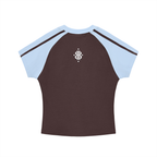 BOOJI ITALY 4 EVER $ LOGO WOMEN'S CONTRASTING STRIPED RAGLAN T-SHIRT