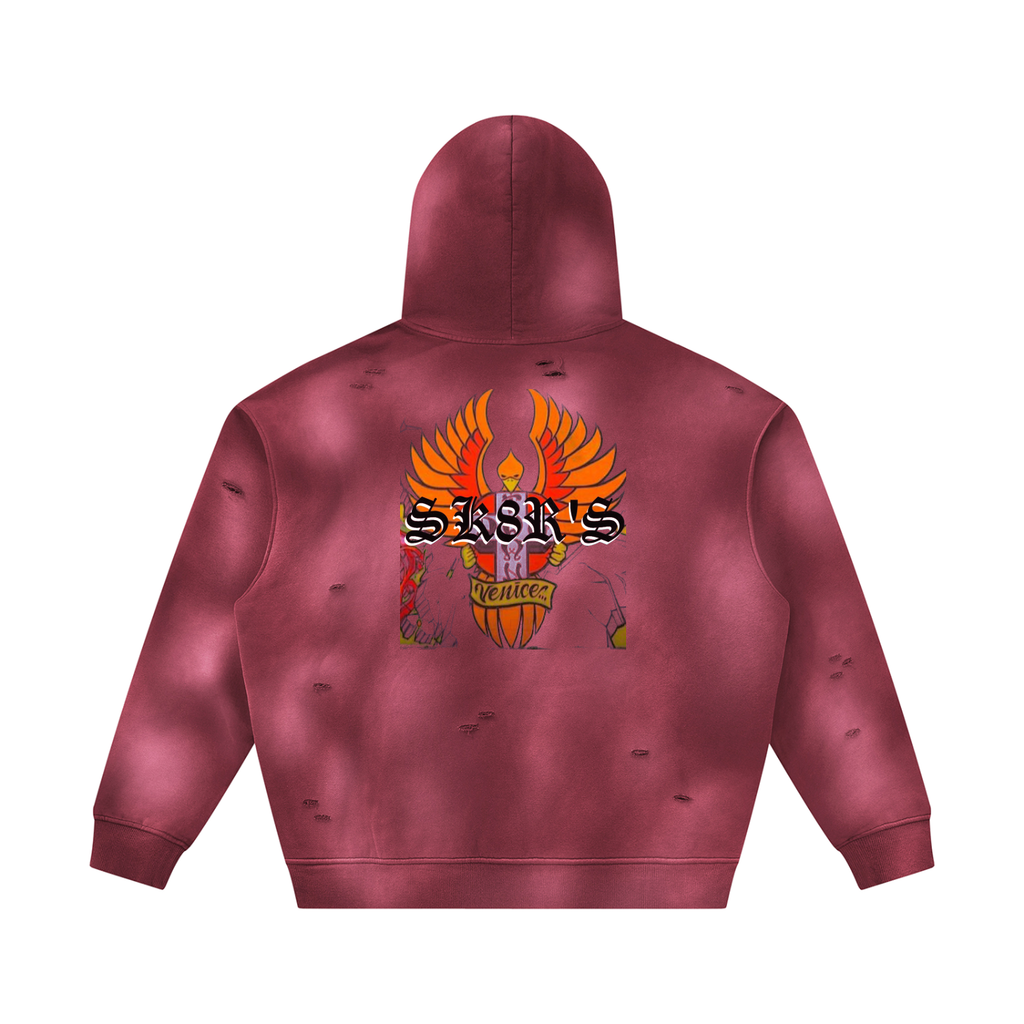 BOOJI ITALY SK8R'S COLLECTION SUNFADED DISTRESSED FLEECE HOODIE