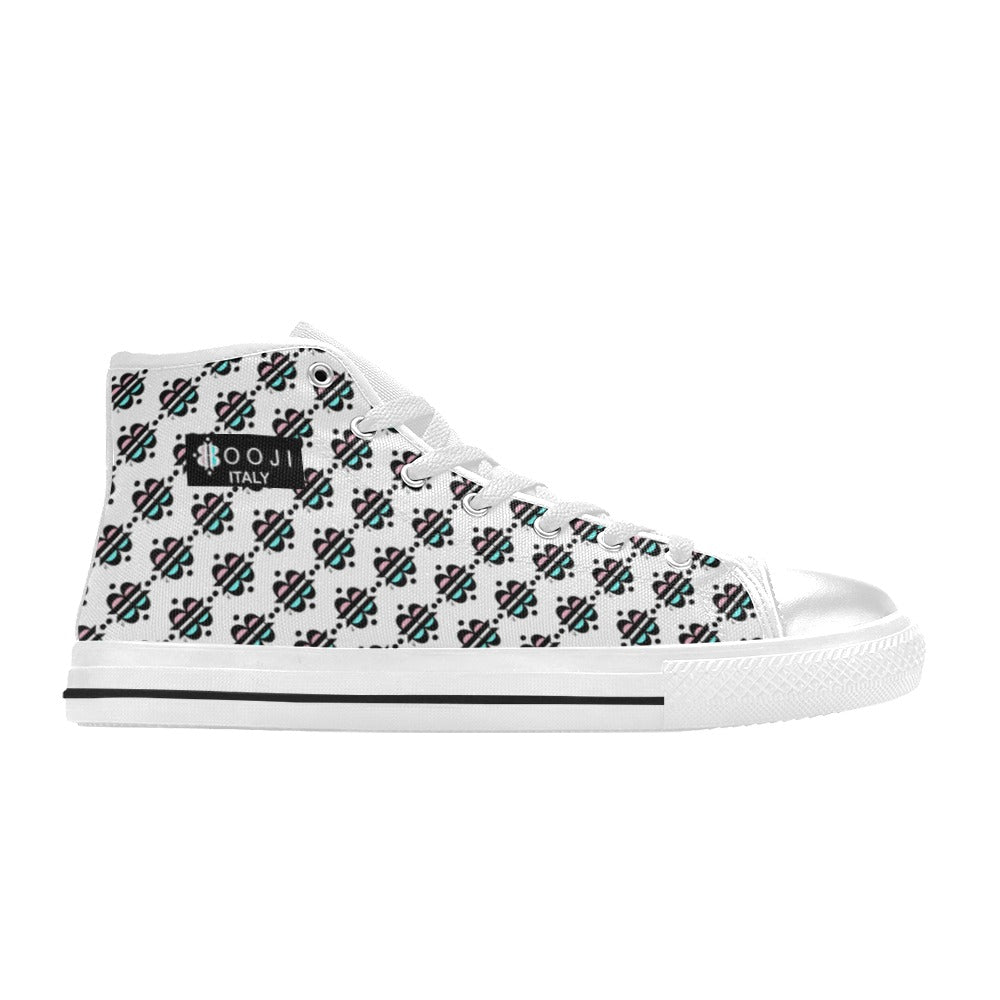BOOJI INVERTED LOGO FLAG DOUBLE WHITE Men's High Top Canvas Shoes (Model 017)