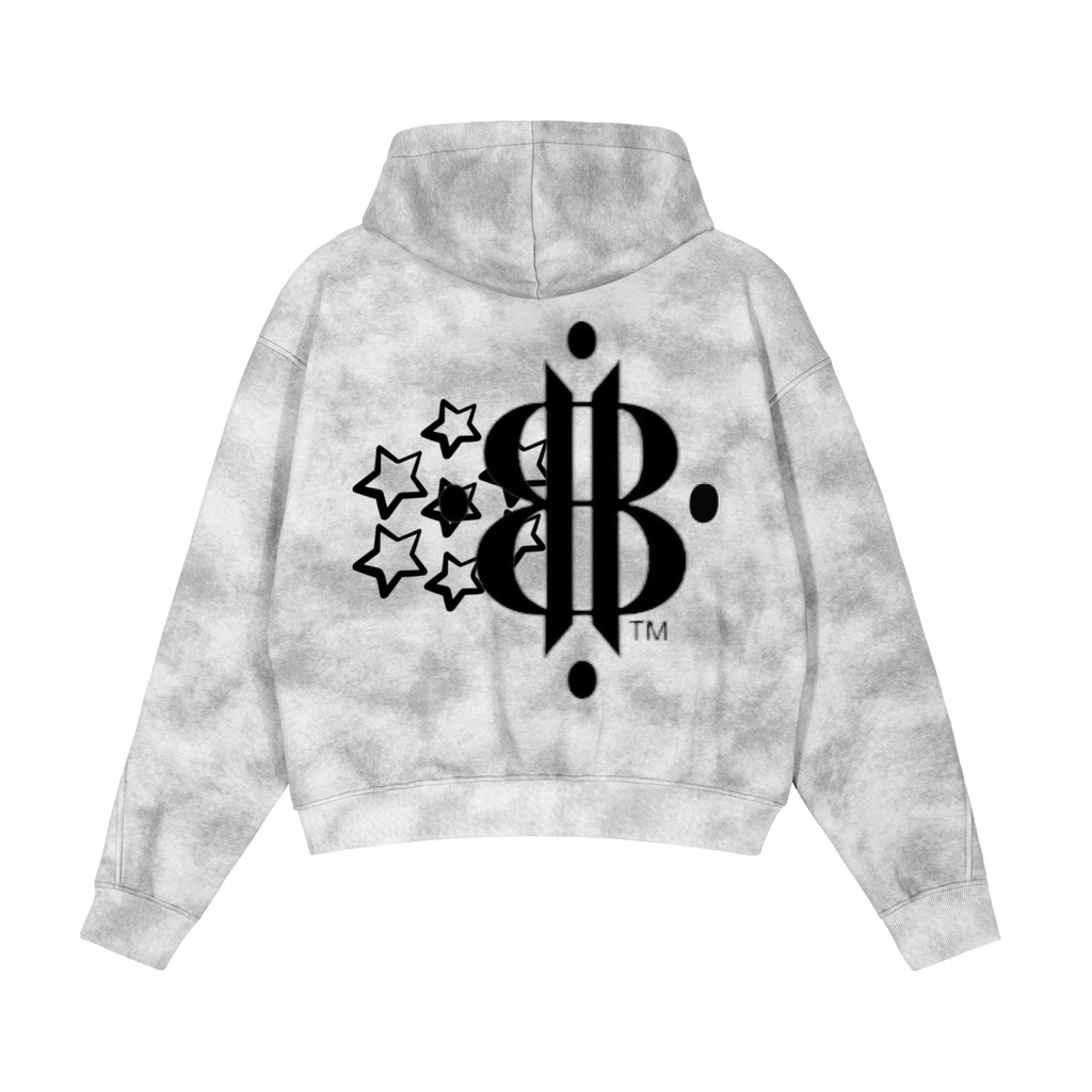 BOOJI ITALY 4 EVER $ LOGO STARS MEN'S DIRTY WASHED FLEECE ZIP UP HOODIE