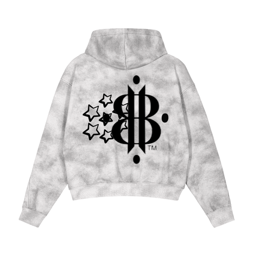 BOOJI ITALY 4 EVER $ LOGO STARS MEN'S DIRTY WASHED FLEECE ZIP UP HOODIE