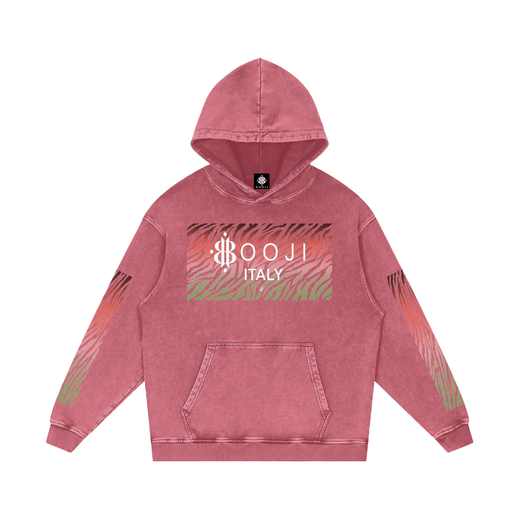 BOOJI ITALY WILD INFLUENCE COLLECTION MULTI-COLOR ZEBRA SNOW WASHED HOODIE