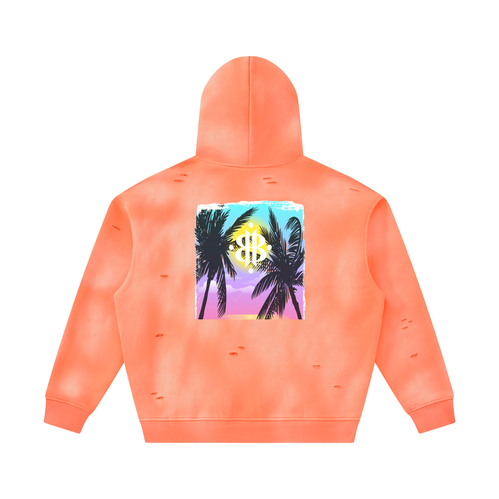 BOOJI ITALY GRAFITTI LOGO SUNFADED FRAYED FLEECE HOODIE