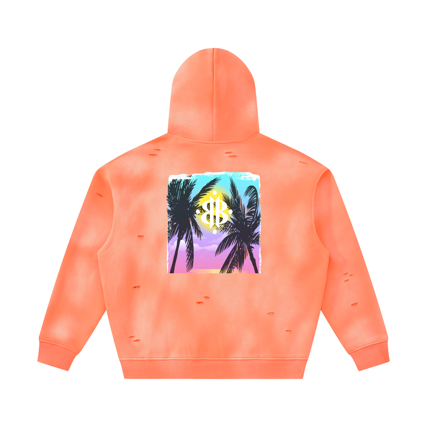 BOOJI ITALY GRAFITTI LOGO SUNFADED FRAYED FLEECE HOODIE