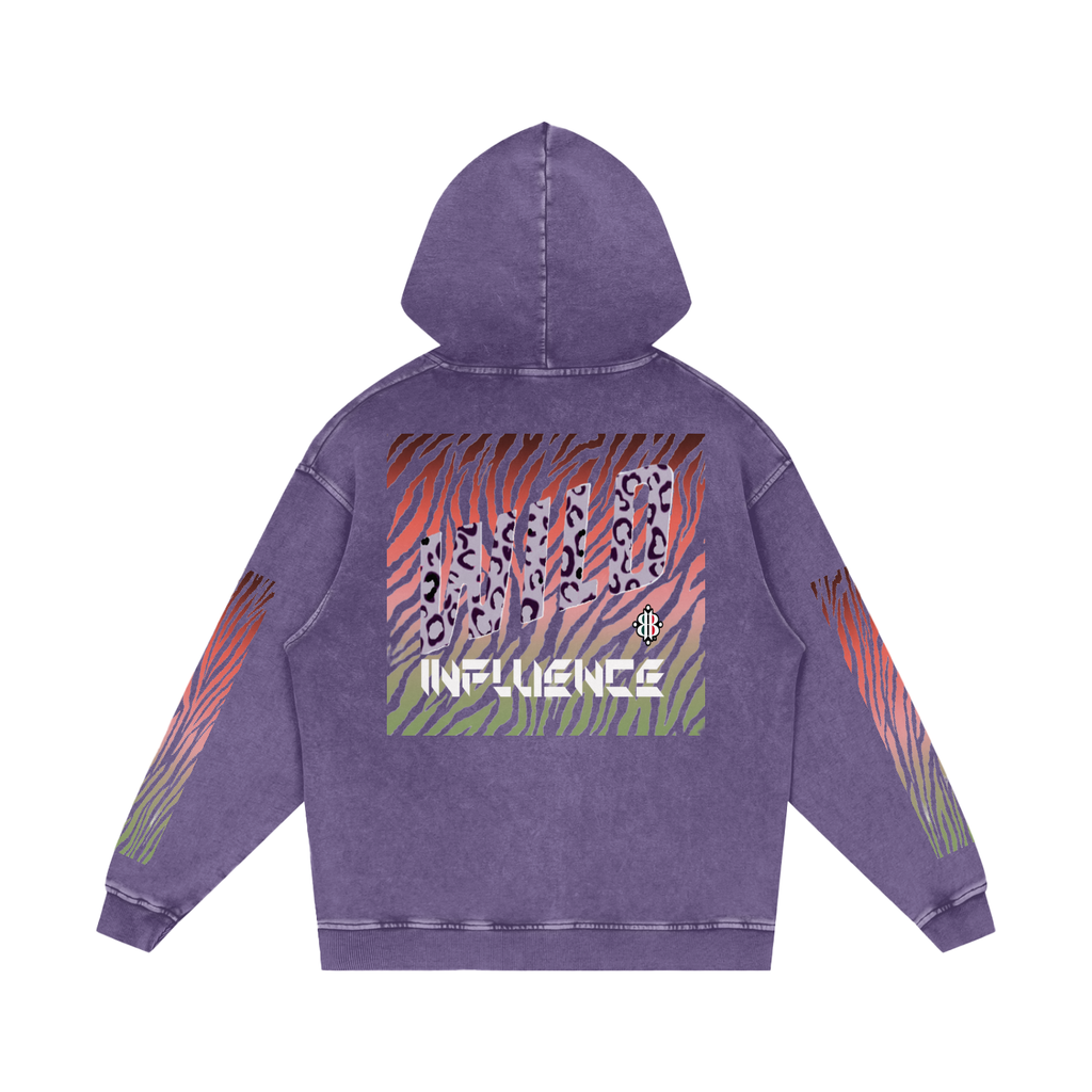 BOOJI ITALY WILD INFLUENCE COLLECTION MULTI-COLOR ZEBRA SNOW WASHED HOODIE