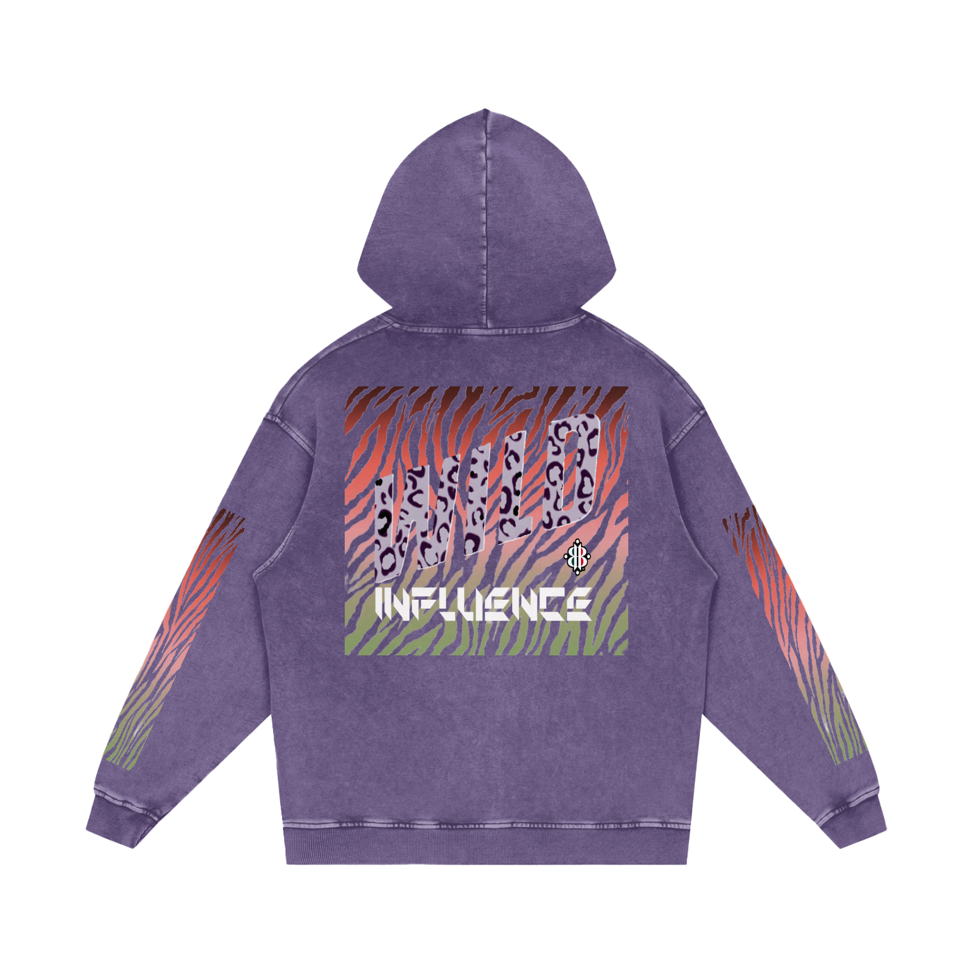 BOOJI ITALY WILD INFLUENCE COLLECTION MULTI-COLOR ZEBRA SNOW WASHED HOODIE