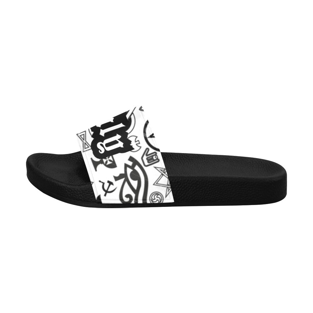 BOOJI ITALY SYMBOLS COLLECTION WHITE WOMEN'S BLACK SOLE SLIDES