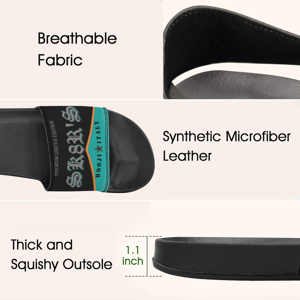 BOOJI ITALY SK8R'S COLLECTION WOMEN'S BLACK SOLE TEAL SLIDES