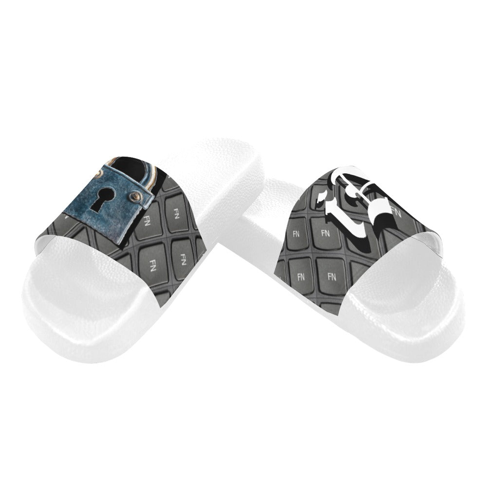 BOOJI ITALY LOCK IN COLLECTION MEN'S WHITE SOLE SLIDES