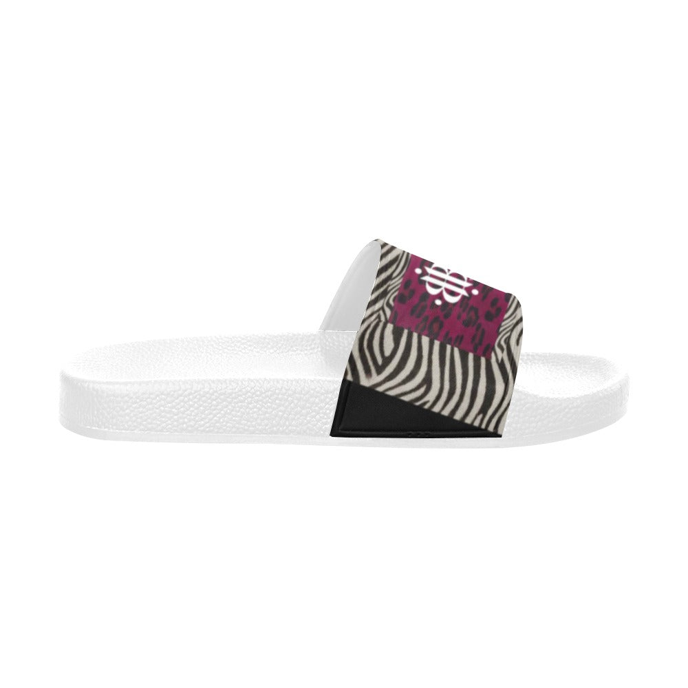 BOOJI ITALY WILD INFLUENCE FULL ZOO WOMEN'S WHITE SOLE SLIDES