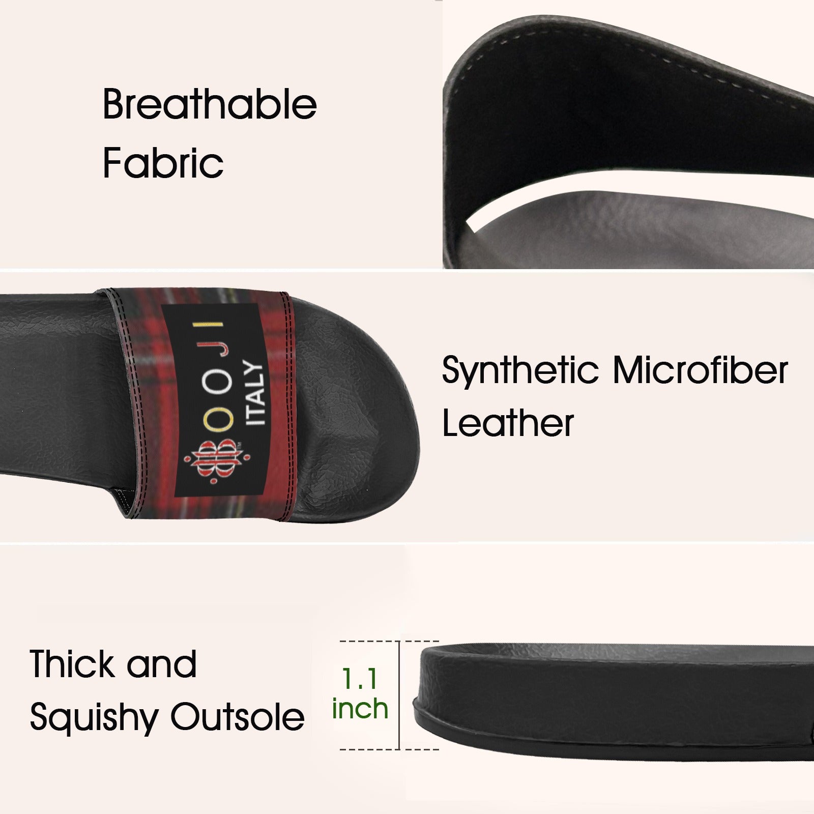 BOOJI ITALY ESCI'S COLLECTION WOMEN'S BLACK SOLE SLIDES