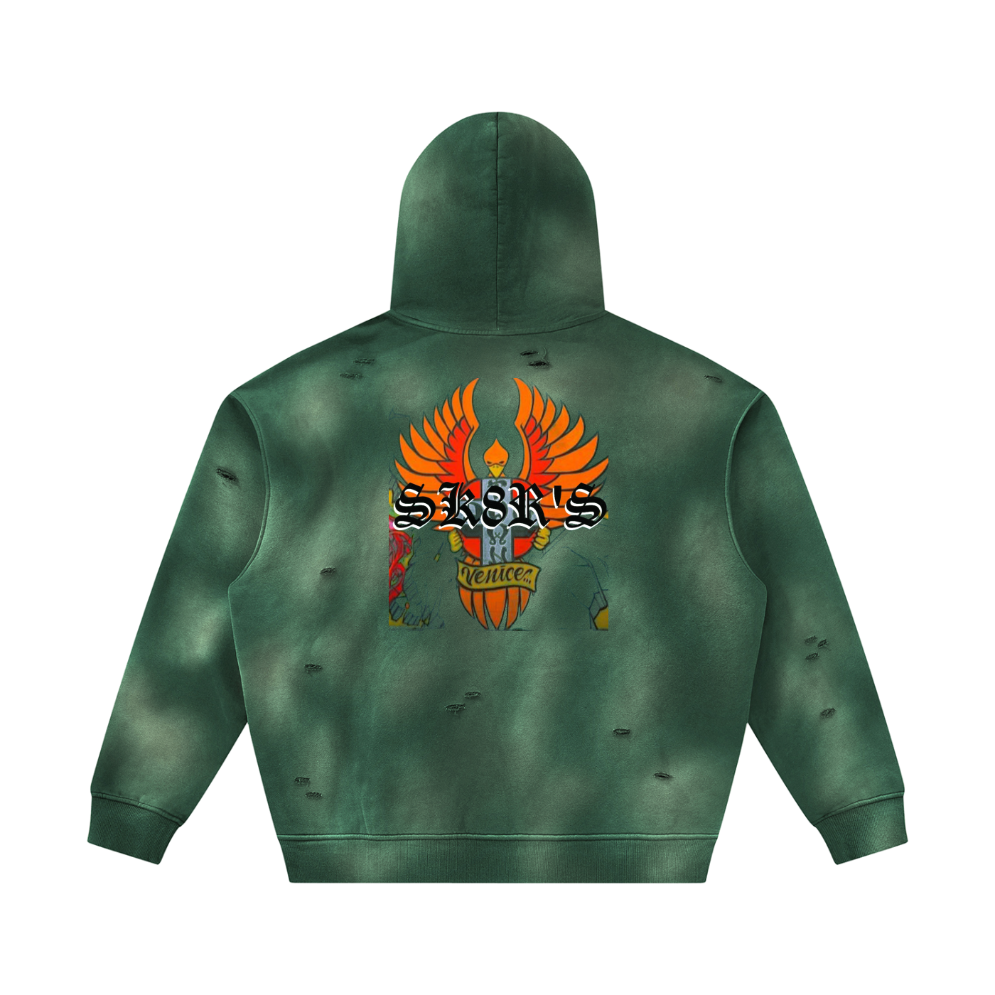 BOOJI ITALY SK8R'S COLLECTION SUNFADED DISTRESSED FLEECE HOODIE