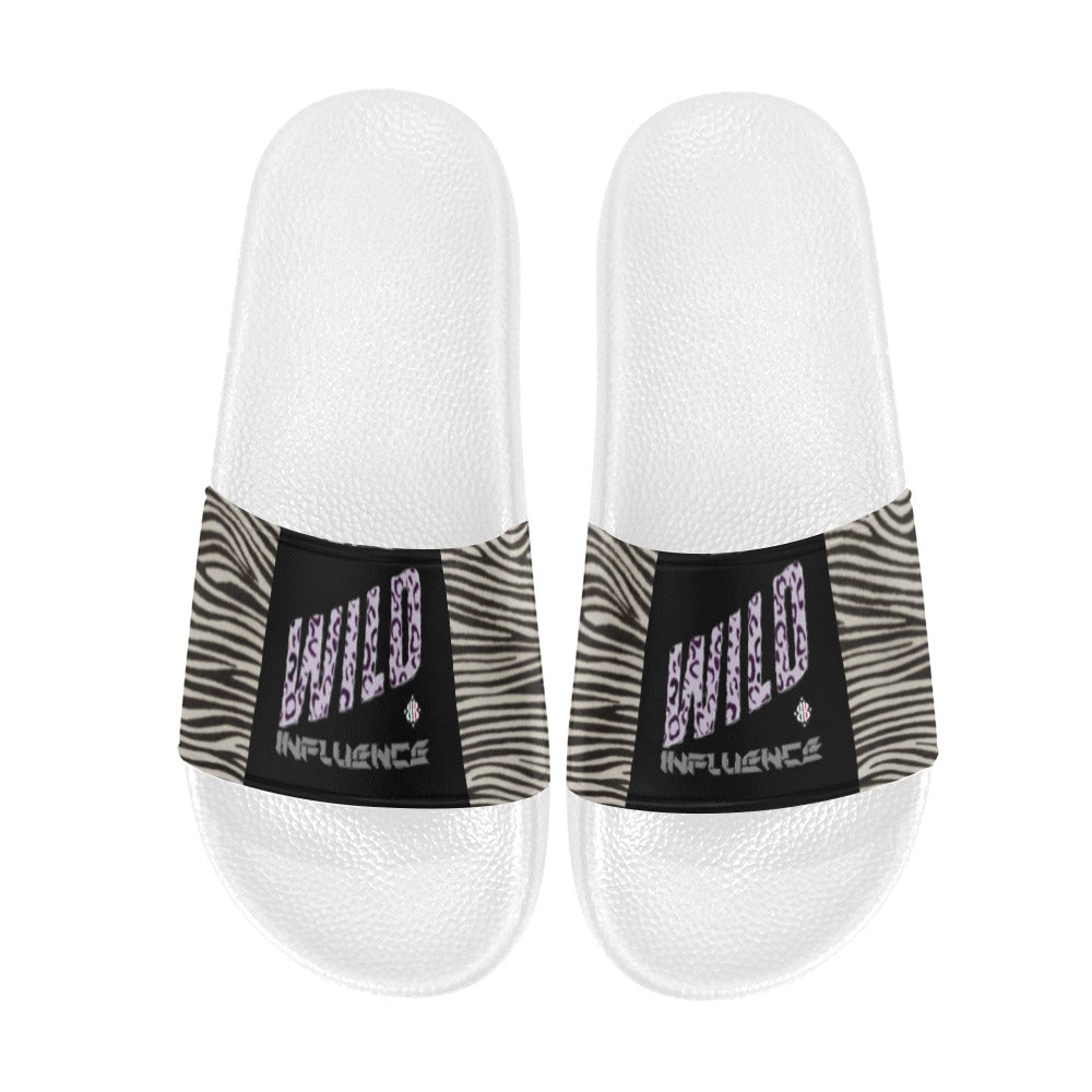 BOOJI ITALY WILD INFLUENCE ZEBRA LOGO MEN'S WHITE SOLE SLIDES