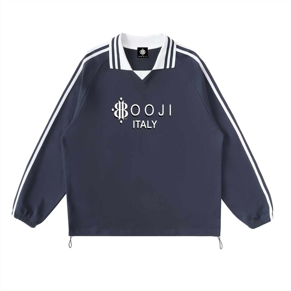 BOOJI ITALY 4 EVER $ LOGO STRIPED LAPEL MEN'S COLLARED SWEATER