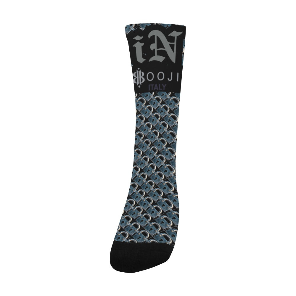 BOOJI ITALY LOCK IN MEN'S BLACK TUBE SOCKS GANGSTER GREY