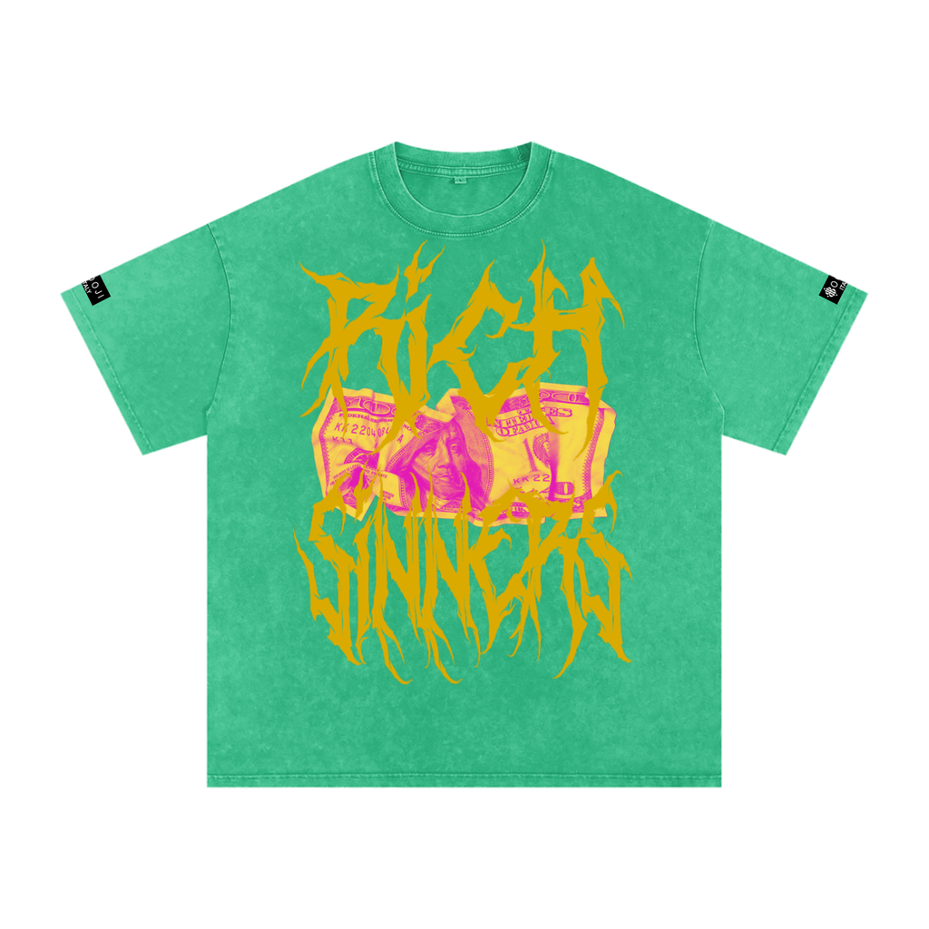 BOOJI ITALY "RICH SINNERS-REAL IS RARE" SNOW WASHED T-SHIRT