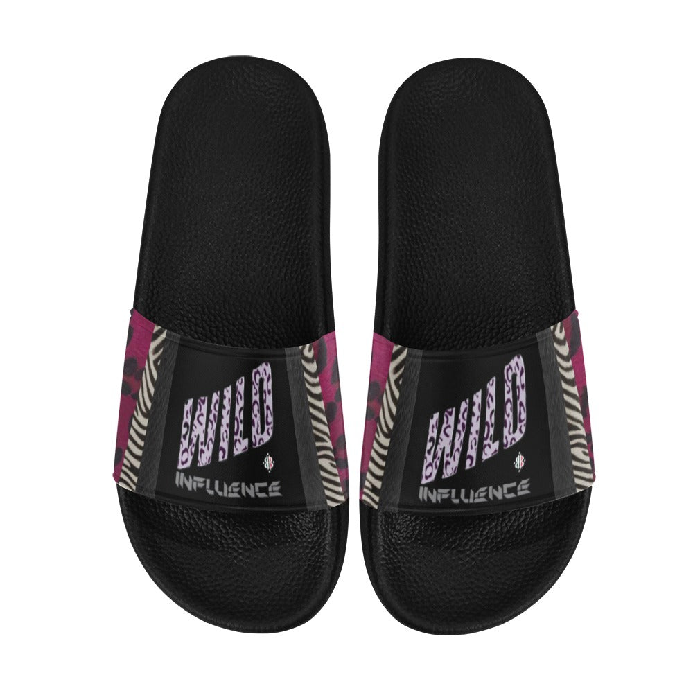 BOOJI ITALY WILD INFLUENCE FULL ZOO LOGO WOMEN'S BLACK SOLE SLIDES