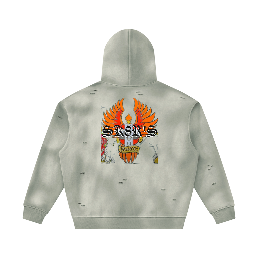 BOOJI ITALY SK8R'S COLLECTION SUNFADED DISTRESSED FLEECE HOODIE