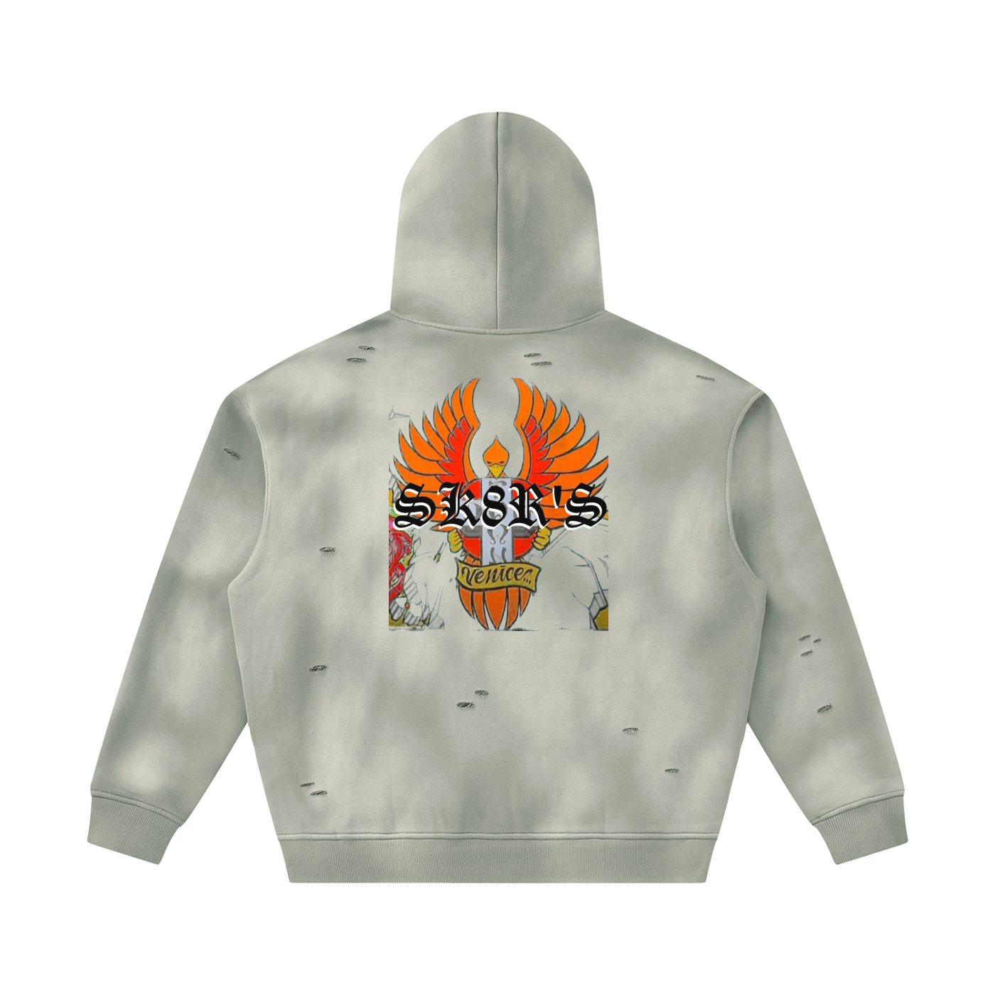 BOOJI ITALY SK8R'S COLLECTION SUNFADED DISTRESSED FLEECE HOODIE