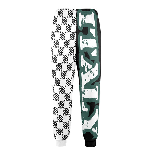 BOOJI ITALY 4 EVER $ LOGO PATTERN BLACK CONTRAST MEN'S TRACK PANTS