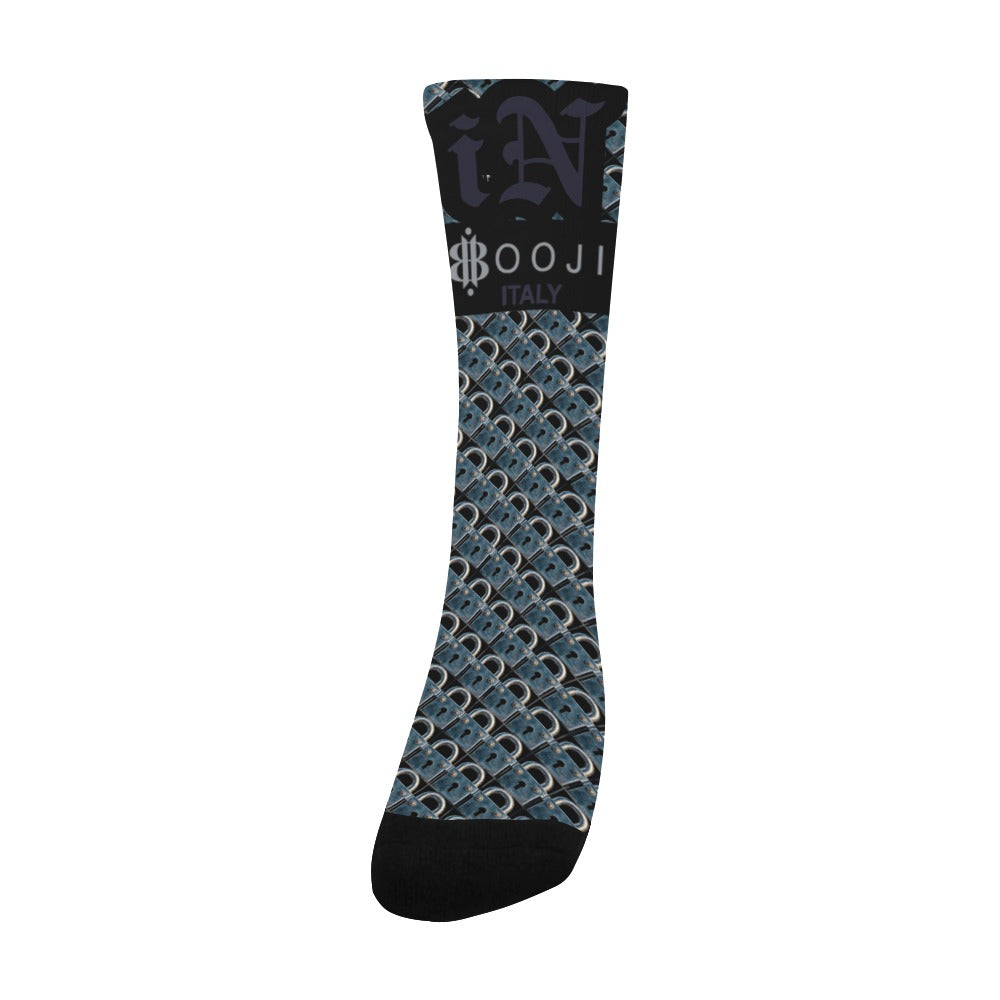 BOOJI ITALY LOCK IN MEN'S BLACK TUBE SOCKS SHINOBI BLUE