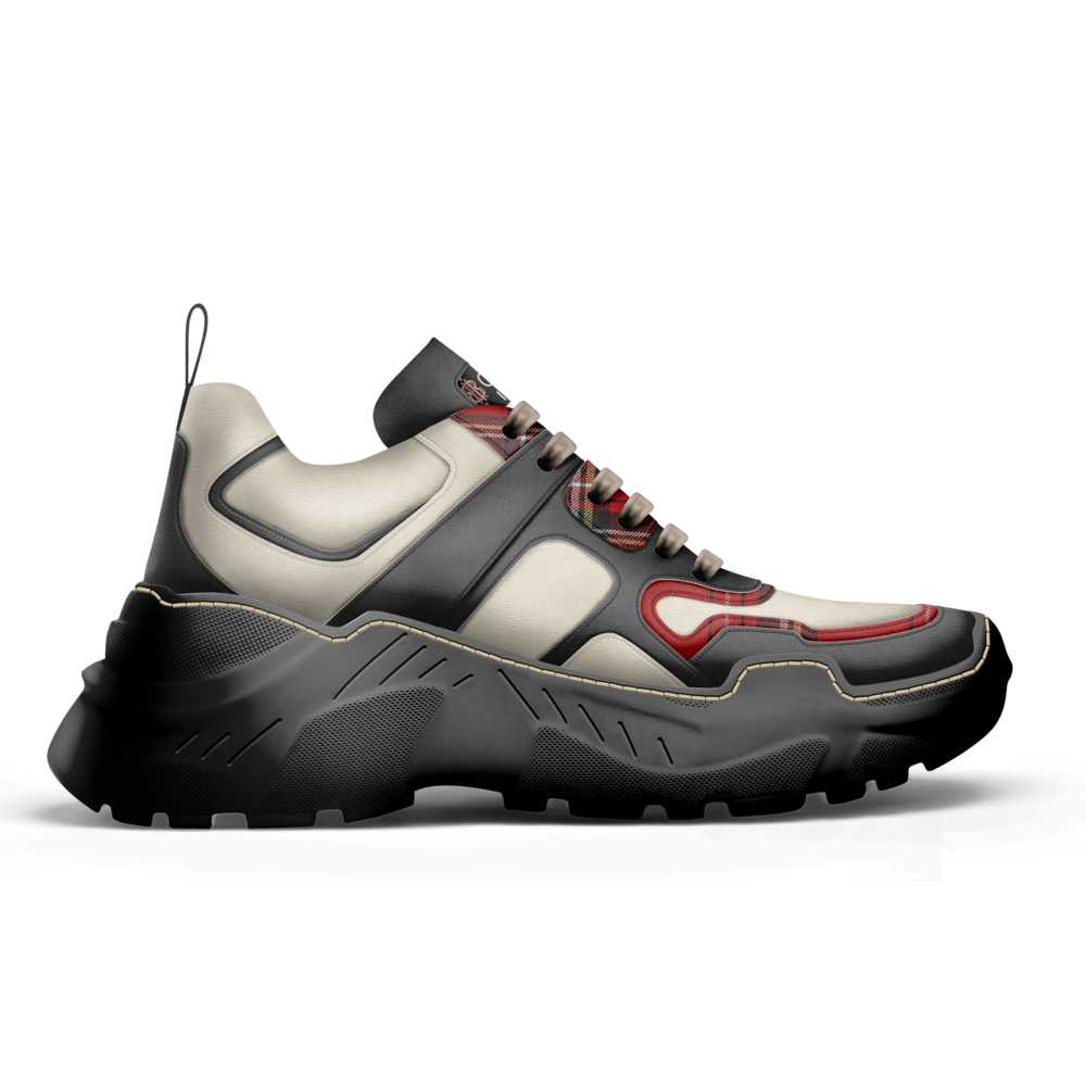 BOOJI ITALY ESCI'S RED PLAID SCULPTURAL RUNNING SHOES