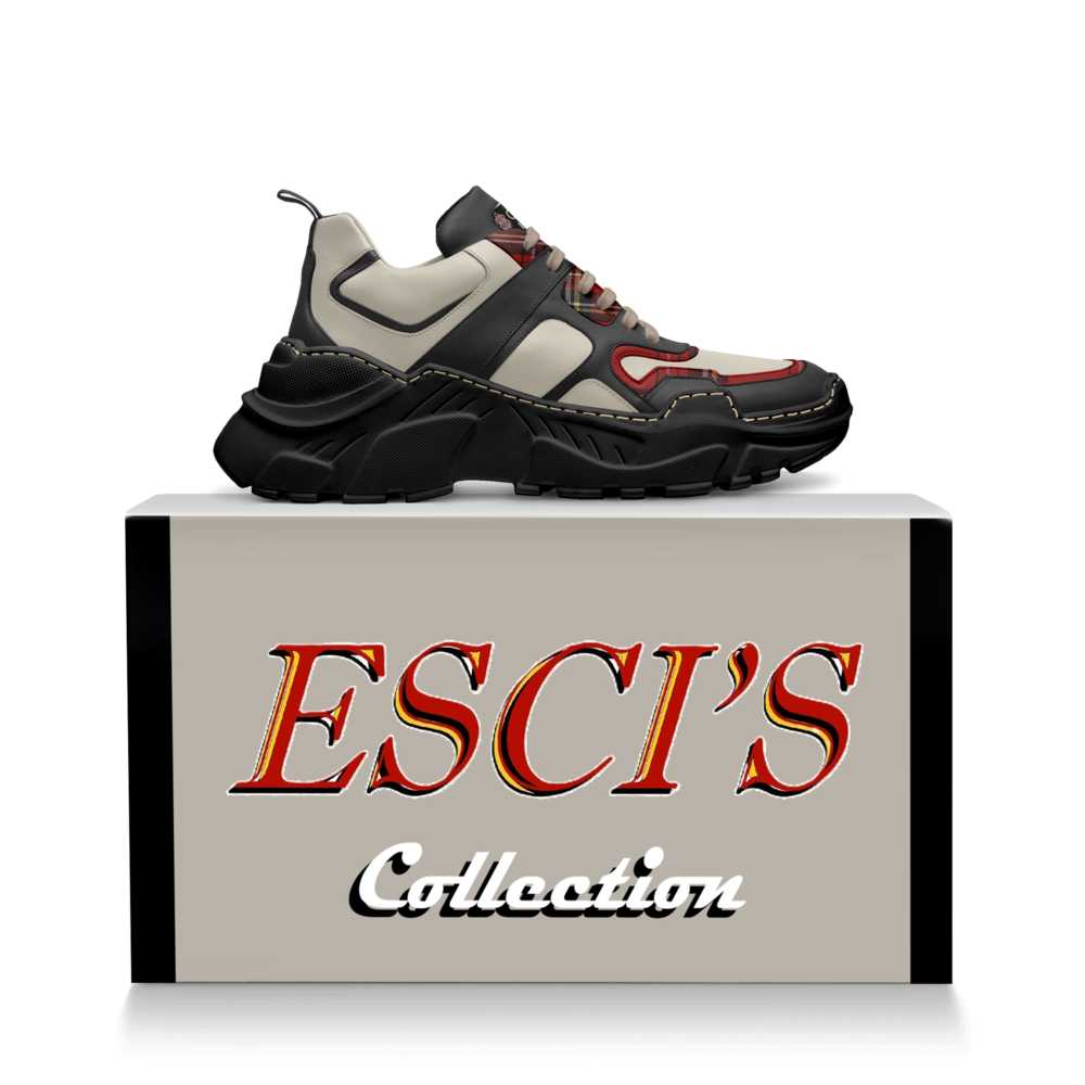 BOOJI ITALY ESCI'S RED PLAID SCULPTURAL RUNNING SHOES