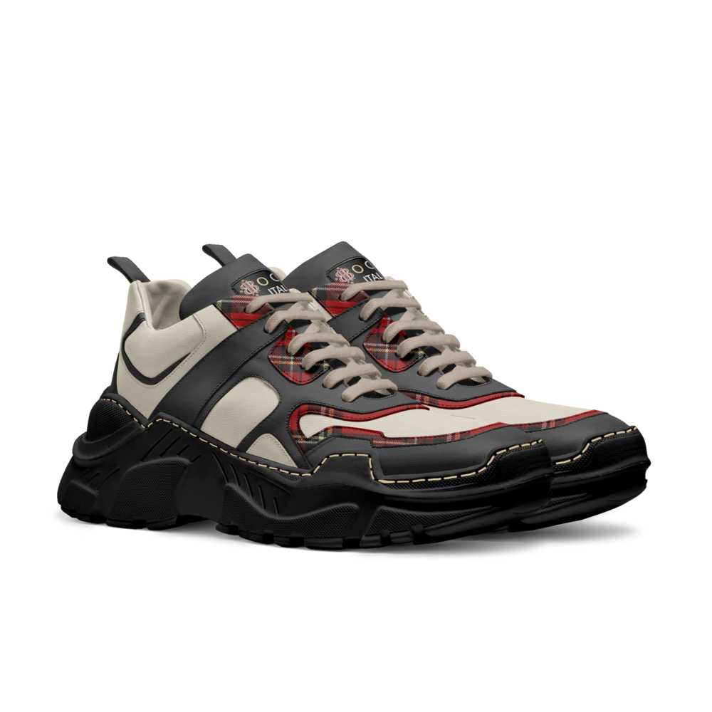 BOOJI ITALY ESCI'S RED PLAID SCULPTURAL RUNNING SHOES