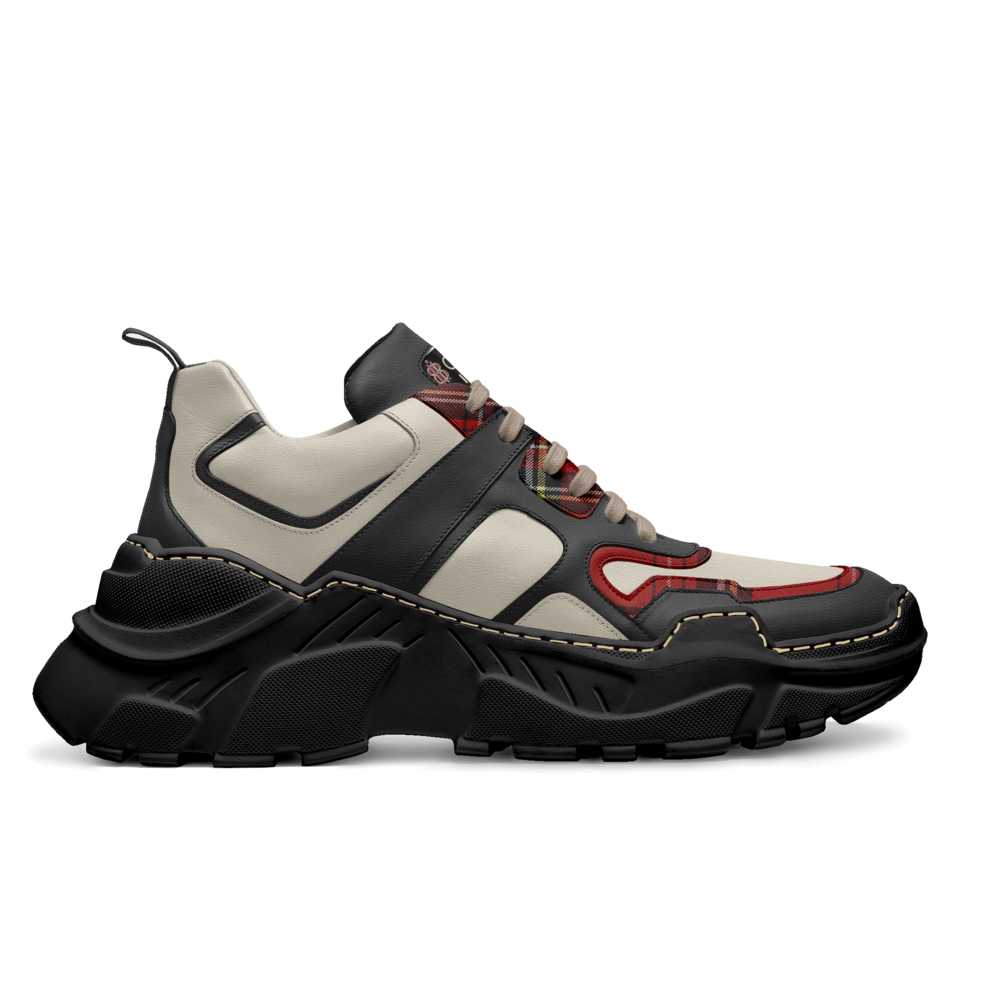 BOOJI ITALY ESCI'S RED PLAID SCULPTURAL RUNNING SHOES