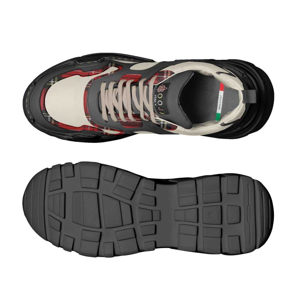 BOOJI ITALY ESCI'S RED PLAID SCULPTURAL RUNNING SHOES