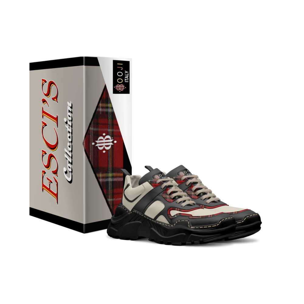 BOOJI ITALY ESCI'S RED PLAID SCULPTURAL RUNNING SHOES
