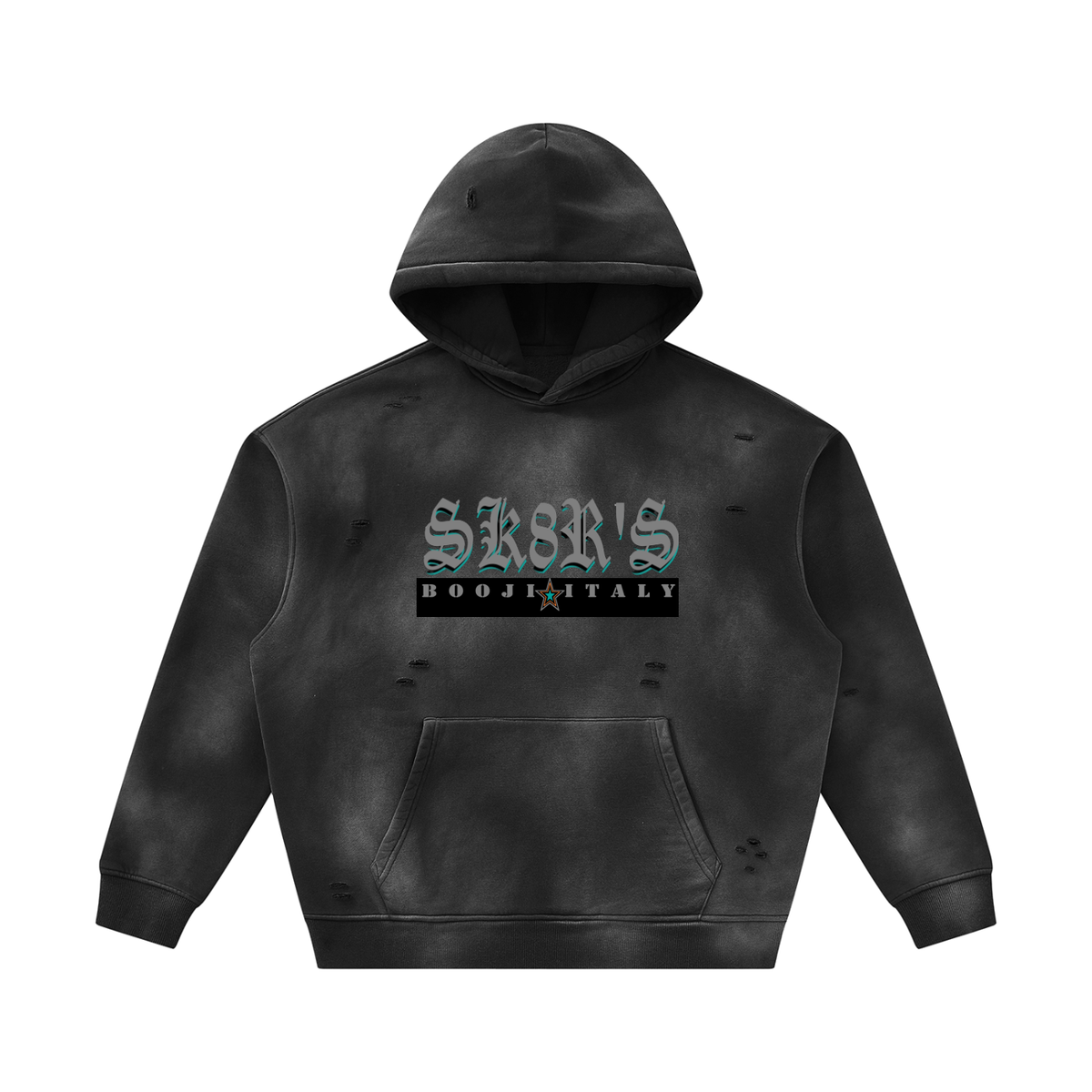 BOOJI ITALY SK8R'S COLLECTION SUNFADED DISTRESSED FLEECE HOODIE
