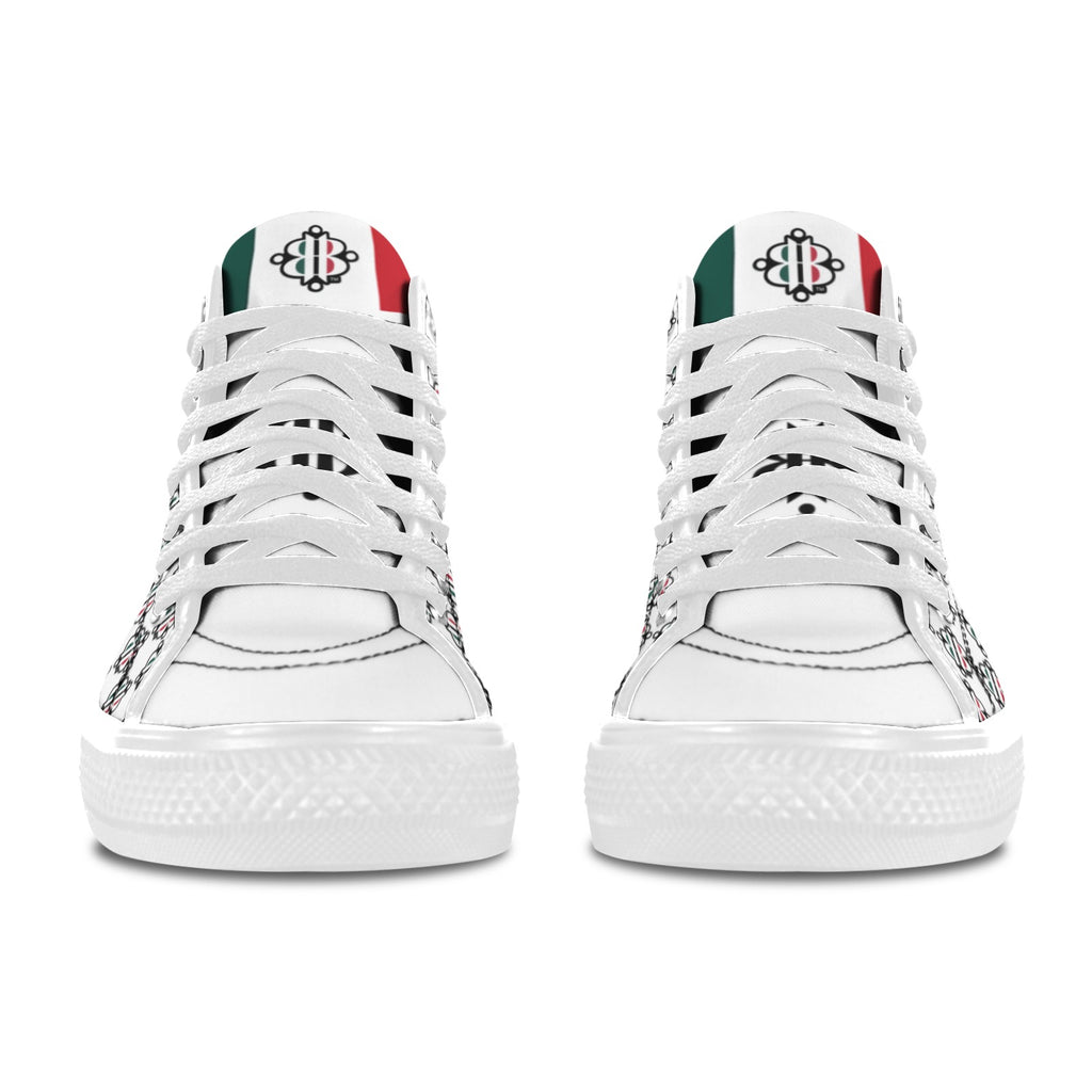 BOOJI LOGO PATTERN WHITE Vancouver High Top Canvas Women's Shoes (Model1013-1)