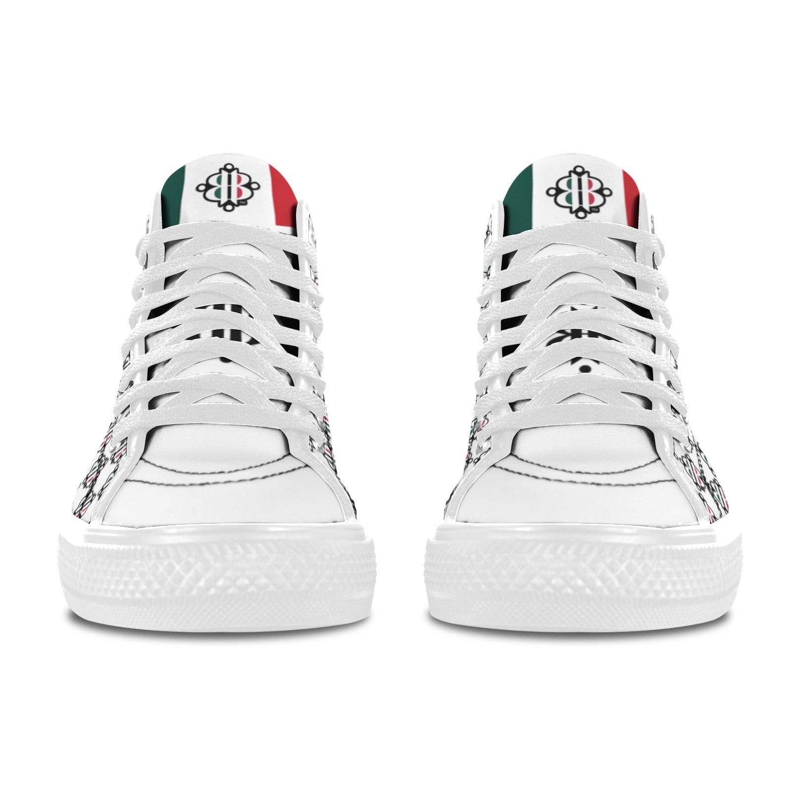 BOOJI LOGO PATTERN WHITE Vancouver High Top Canvas Women's Shoes (Model1013-1)