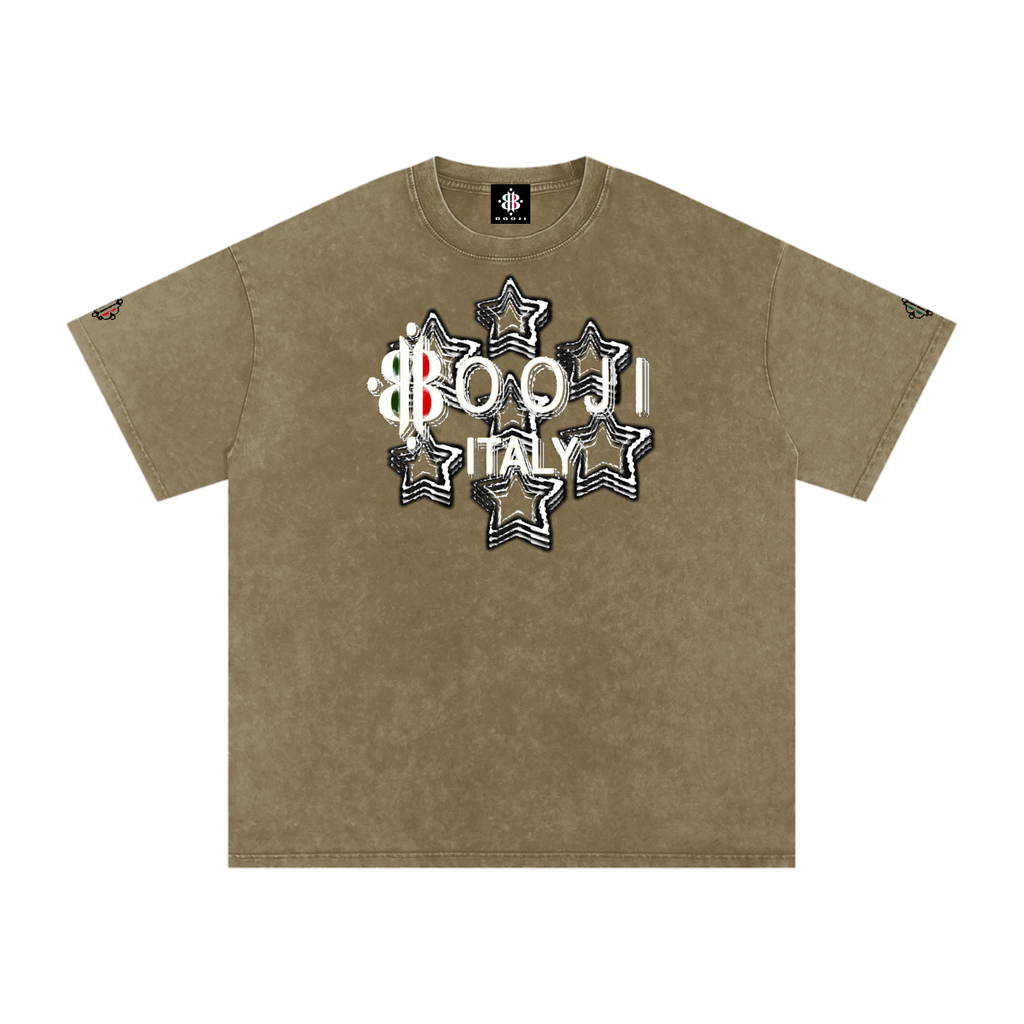 BOOJI ITALY 7 STARS 4 EVER $ LOGO SNOW WASHED T-SHIRT