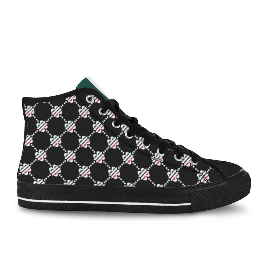 BOOJI LOGO PATTERN BLACK Vancouver High Top Canvas Women's Shoes (Model1013-1)