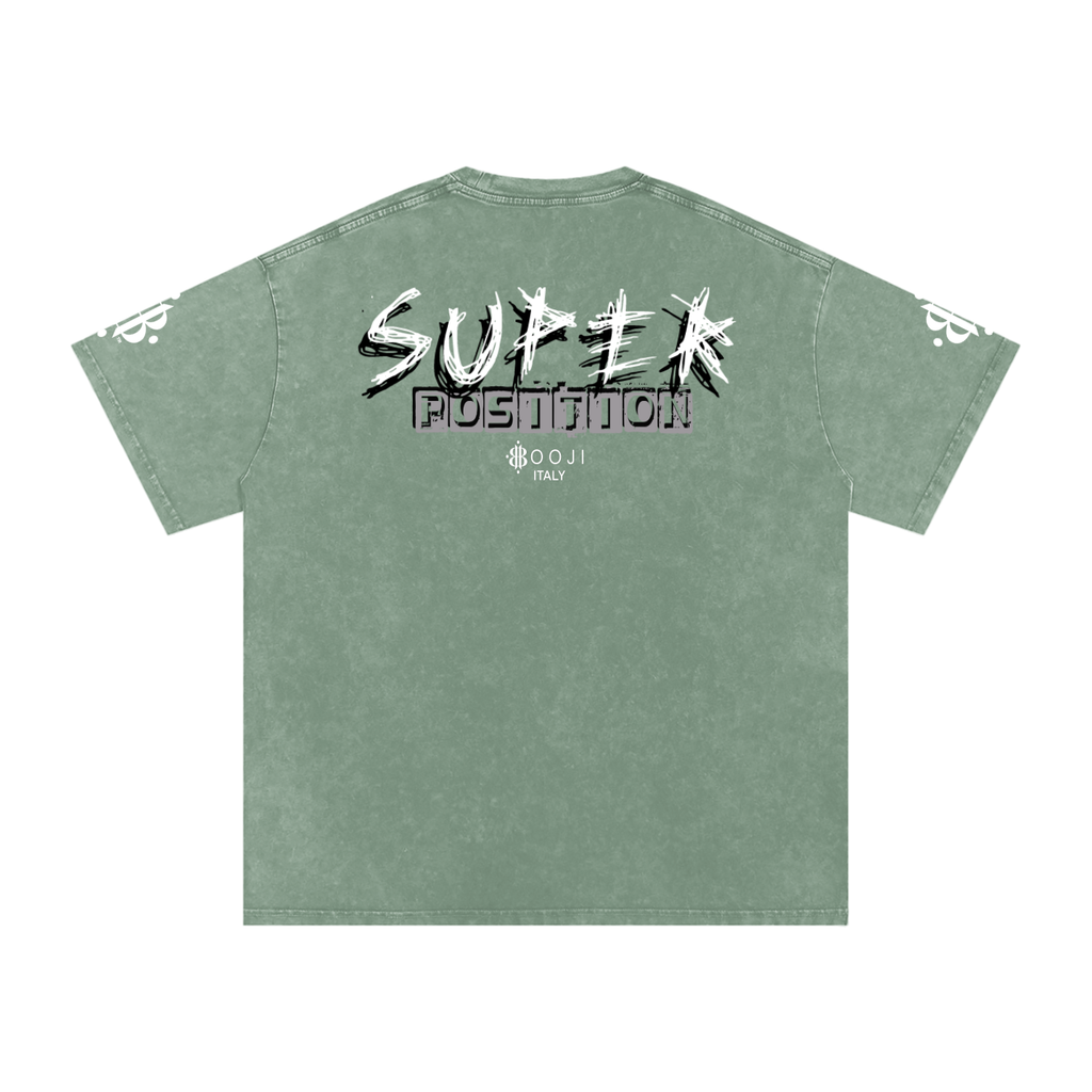 BOOJI ITALY SHARP "SUPER POSITION" LINE SNOW WASHED T-SHIRT