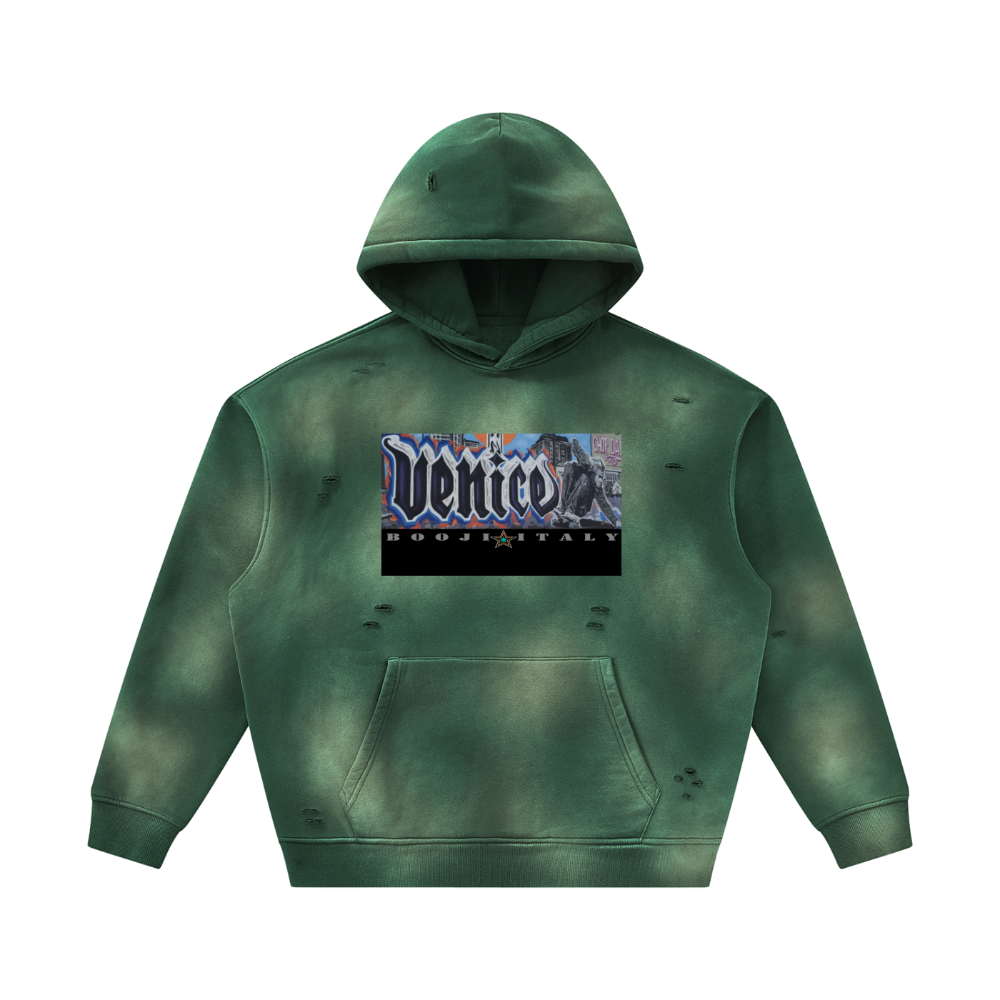 BOOJI ITALY SK8R'S COLLECTION SUNFADED DISTRESSED FLEECE HOODIE
