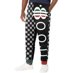 BOOJI ITALY 4 EVER $ LOGO PATTERN MEN'S SOLID BLACK TRACK PANTS