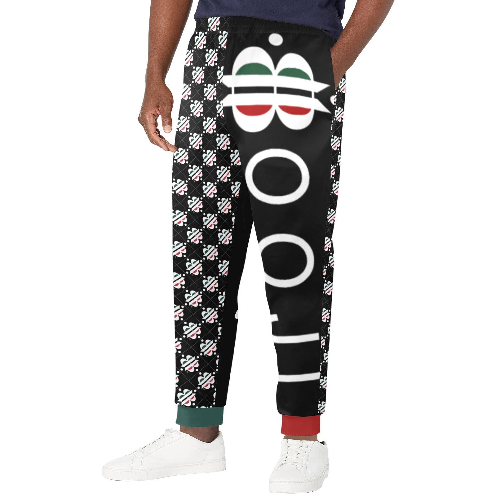 BOOJI LOGO PATTERN BLACK CASUAL TRACK PANTS
