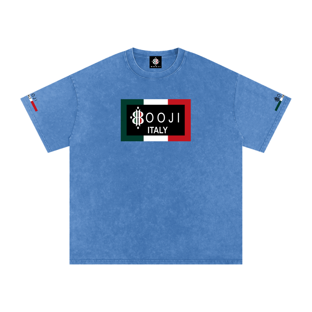 BOOJI ITALY ITALIAN FLAG 4 EVER $ LOGO SNOW WASHED T-SHIRT