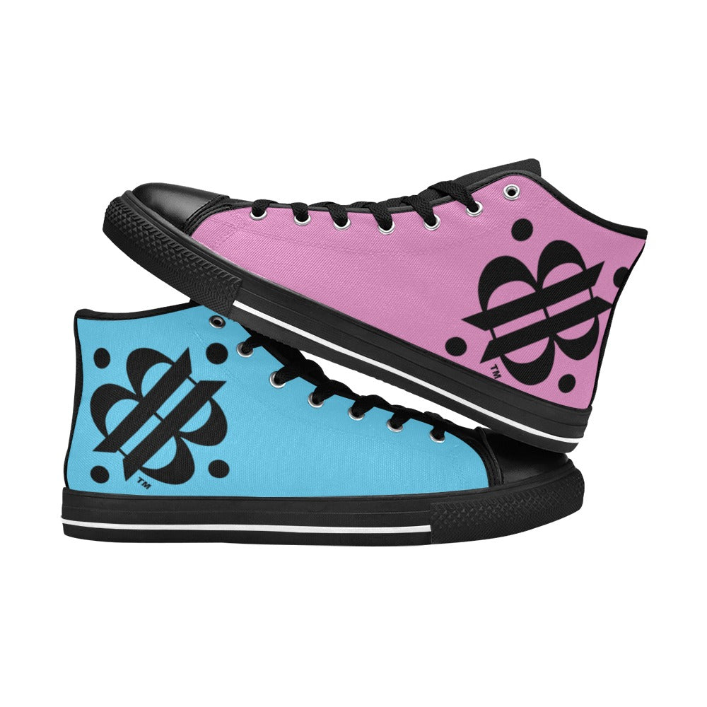 BOOJI INVERTED LOGO FLAG BLACK Men's High Top Canvas Shoes (Model 017)
