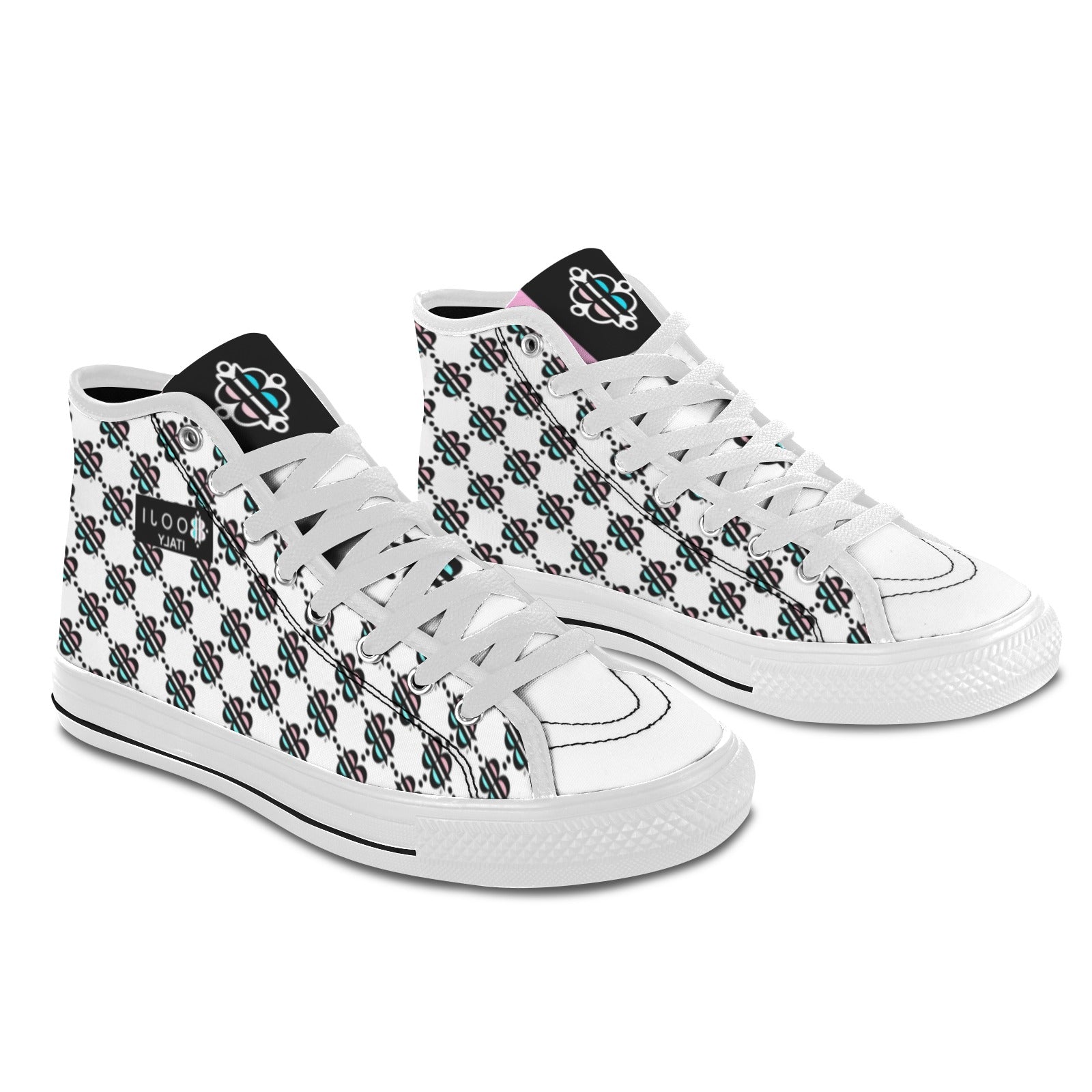 BOOJI INVERTED LOGO PATTERN Vancouver High Top Canvas Women's Shoes (Model1013-1)