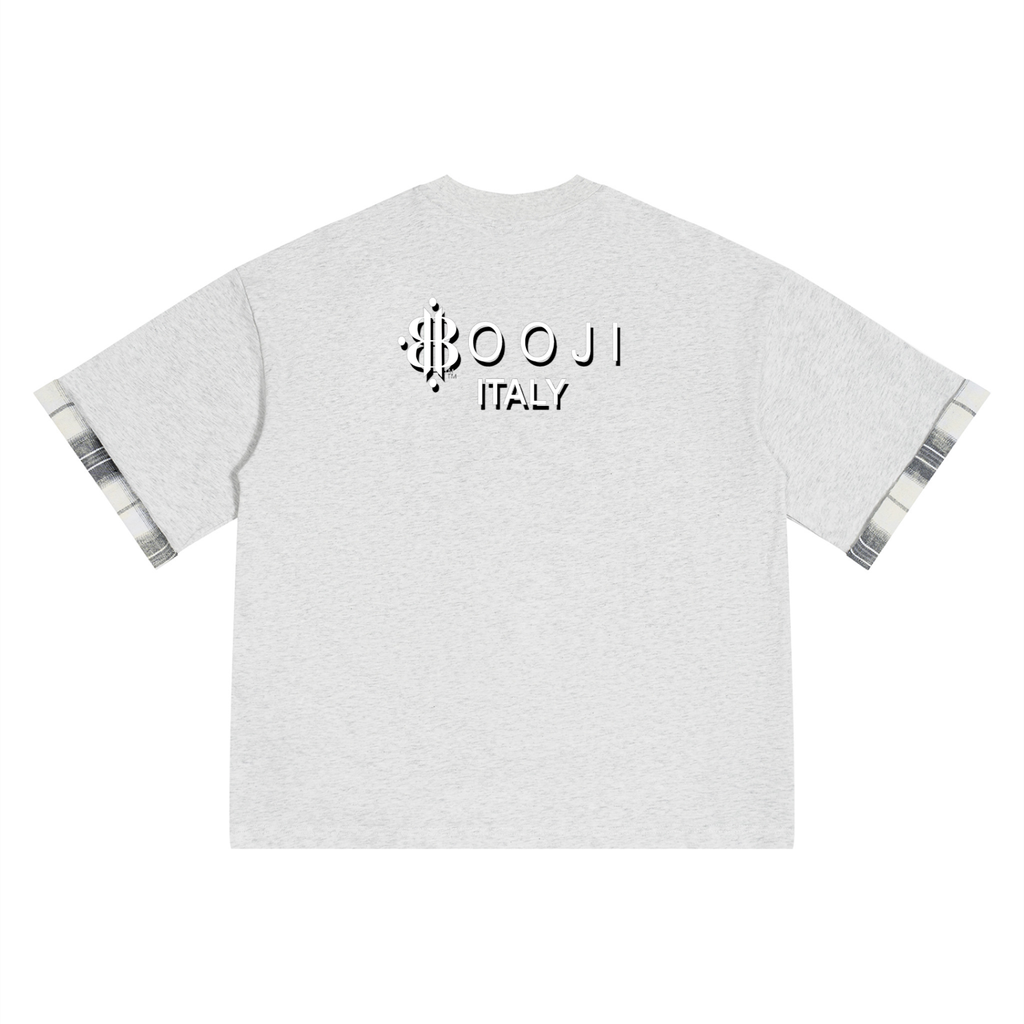 BOOJI ITALY MAGADIGS COLLECTION MEN'S PLAID PANEL T-SHIRT