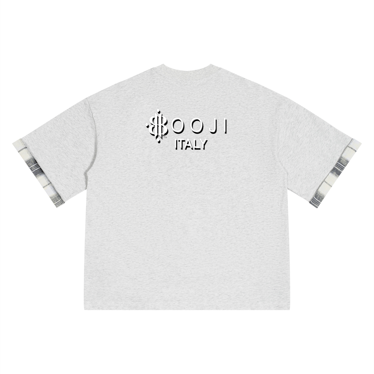 BOOJI ITALY MAGADIGS COLLECTION MEN'S PLAID PANEL T-SHIRT